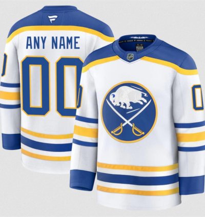 Mens Custom Buffalo Sabres Jersey Name Number 2025 White Away Stitched