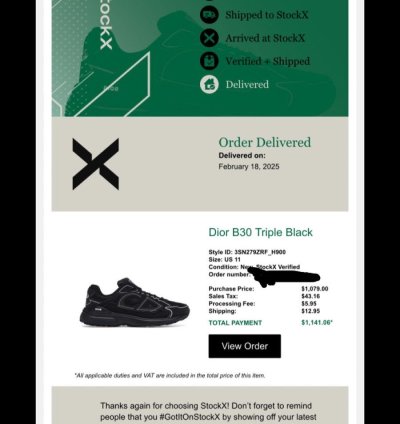 Dior B30 Triple Black Size 44