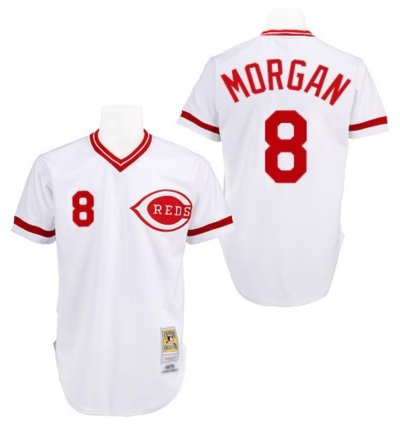 Cincinnati Reds Joe Morgan White 1975 Throwback Pullover Jersey