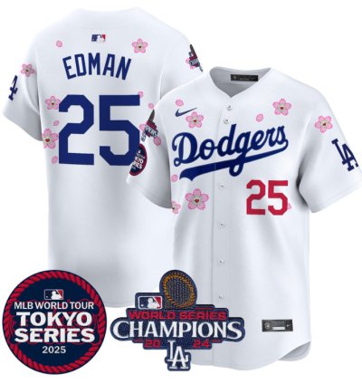 Tommy Edman Jersey 25 Dodgers Tokyo Series 2025 World Series Champions Patch White