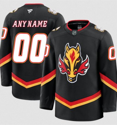 Mens Custom Calgary Flames Jersey Name Number 2025 Black Alternate
