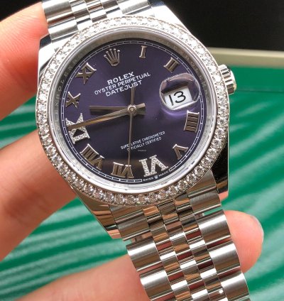 Rolex Datejust 36 126284rbr Purple Roman Diamond Dial Jubilee