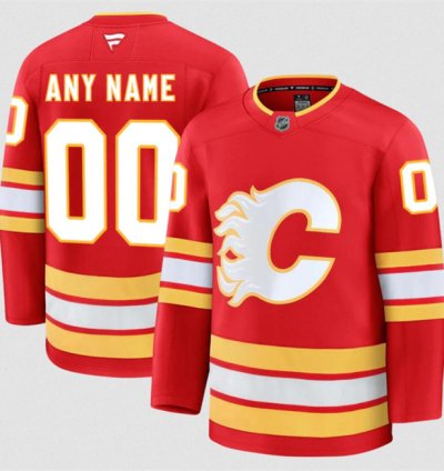 Mens Custom Calgary Flames Jersey Name Number 2025 Home Red Stitched
