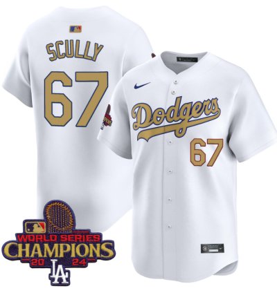 Vin Scully Jersey 67 Dodgers 2025 Gold Vapor Premier Limited Stitched White