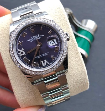 Rolex Datejust 36 126284rbr Purple Roman Diamond Dial Oyster