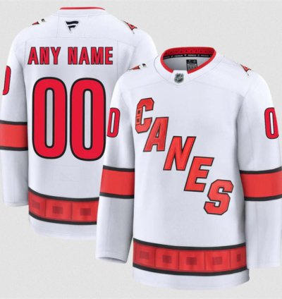 Mens Custom Carolina Hurricanes Jersey Name Number 2025 Away White