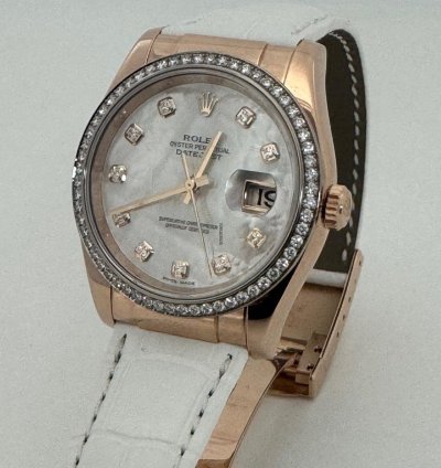 Rolex Datejust 36 18k Rotgold Mit Brillanten Individual Nr V724033 Ro480002-o7609 Vollgold Krokoarmband Mit Zertifikat Rotgold Faltschlie