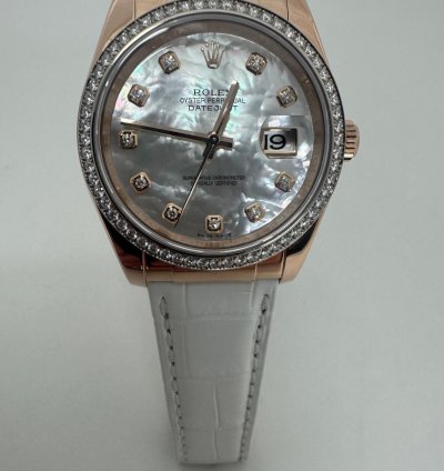 Rolex Datejust 36 18k Rotgold Mit Brillanten Individual Nr V724033 Ro480002-o7609 Vollgold Krokoarmband Mit Zertifikat Rotgold Faltschlie