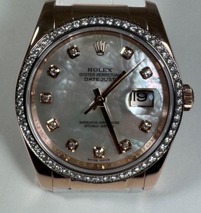 Rolex Datejust 36 18k Rotgold Mit Brillanten Individual Nr V724033 Ro480002-o7609 Vollgold Krokoarmband Mit Zertifikat Rotgold Faltschlie