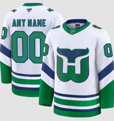Mens Custom Carolina Hurricanes Jersey Name Number 2025 White Throwback