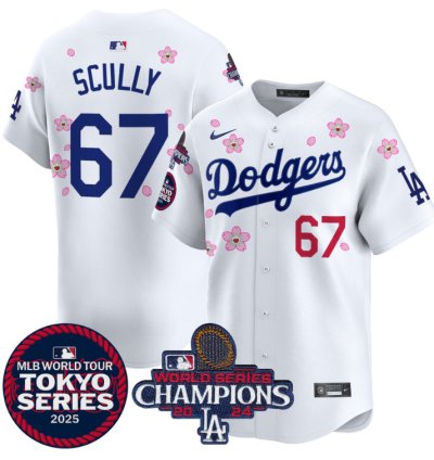 Vin Scully Jersey 67 Dodgers Tokyo Series 2025 World Series Champions Patch White