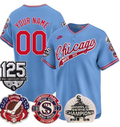 Custom Chicago White Sox Jersey 125th Anniversary World Series Champions Stitched Blue