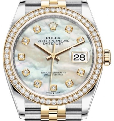 Rolex Datejust 36 36mm 126283rbr Mother Of Pearl Factory Diamond Bezel New 2023