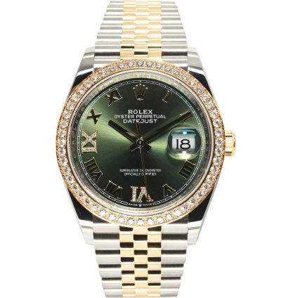Rolex Datejust 36 36mm 126283rbr-0011 Olive Green Dial With Vi Ix Diamonds