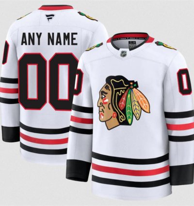 Mens Custom Chicago Blackhawks Jersey Name Number 2025 White Away