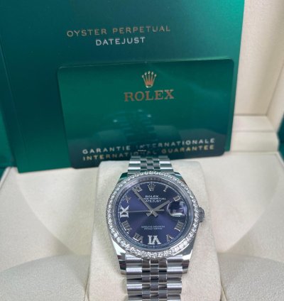 Rolex Datejust 36 36mm Aubergine Purple Roman Dial Jubilee Bracelet Stainless Steel 126284rbr