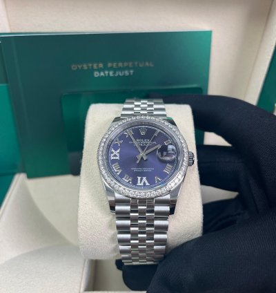 Rolex Datejust 36 36mm Aubergine Purple Roman Dial Jubilee Bracelet Stainless Steel 126284rbr