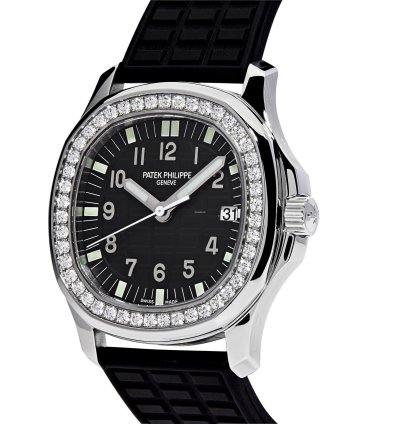 Patek Philippe Aquanaut 5067a-001 Ladies Stainless Steel Black Dial Diamond Bezel