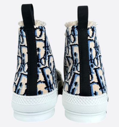 Dior Beige Blue Oblique Tapestry B23 High Top Sneakers