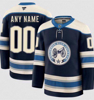 Mens Custom Columbus Blue Jackets Jersey Name Number 2025 Navy Alternate