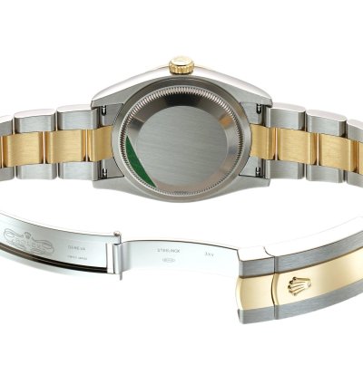 Rolex Datejust 36 36mm Steel Yellow Gold White Mop Diamond Dial Bezel On Oyster Bracelet