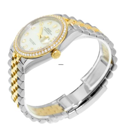 Rolex Datejust 36 36mm Yellow Gold Steel Mop Diamond Dial Diamond Bezel 126283