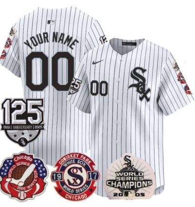 Custom Chicago White Sox Jersey 125th Anniversary World Series Champions Stitched White
