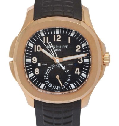 Patek Philippe Aquanaut 5164 Aquanaut Dual Time 18k Rose Gold Rubber Watch 5164r
