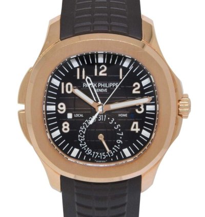 Patek Philippe Aquanaut 5164 Aquanaut Dual Time 18k Rose Gold Rubber Watch 5164r