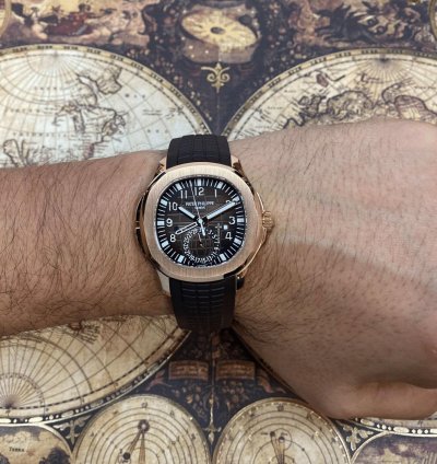 Patek Philippe Aquanaut 5164 Aquanaut Dual Time 18k Rose Gold Rubber Watch 5164r