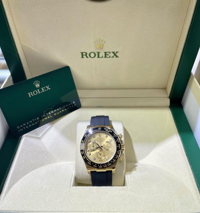 Rolex Daytona 116518ln Factory Diamond Champagne Dial Oysterflex Box And Papers Unworn