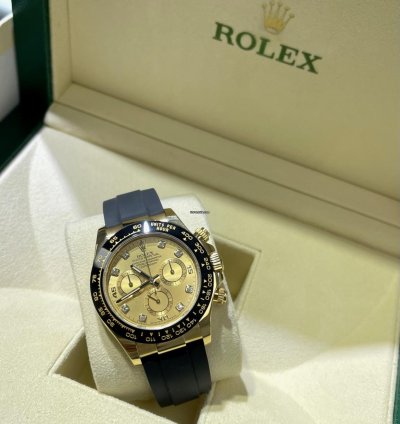 Rolex Daytona 116518ln Factory Diamond Champagne Dial Oysterflex Box And Papers Unworn