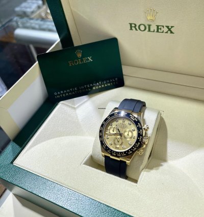 Rolex Daytona 116518ln Factory Diamond Champagne Dial Oysterflex Box And Papers Unworn