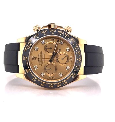 Rolex Daytona 116518ln Factory Diamond Champagne Dial Oysterflex Box And Papers Unworn