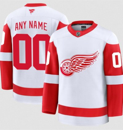 Mens Custom Detroit Red Wings Jersey Name Number 2025 Away White Stitched
