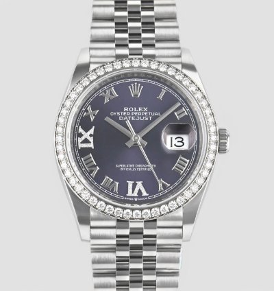 Rolex Datejust 36 Aubergine Roman Vi Ix Diamond White Gold 36mm