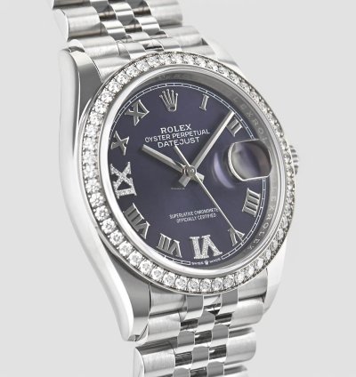 Rolex Datejust 36 Aubergine Roman Vi Ix Diamond White Gold 36mm