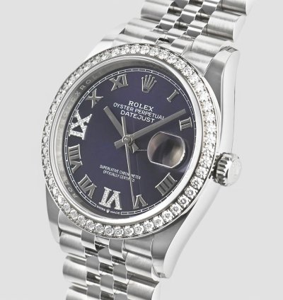 Rolex Datejust 36 Aubergine Roman Vi Ix Diamond White Gold 36mm