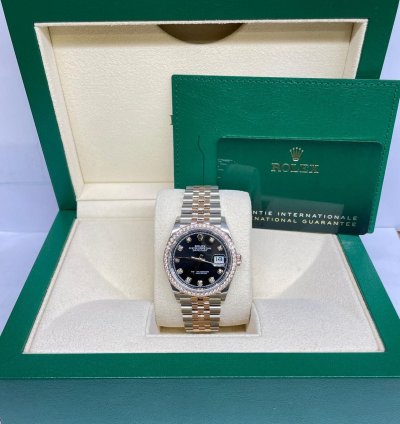 Rolex Datejust 36 Black Diamond Dial Bezel 36mm