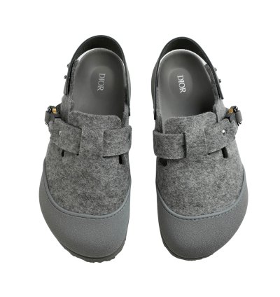 Dior Birkenstock Gray Wool Tokio Mule