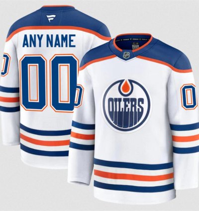 Mens Custom Edmonton Oilers Jersey Name Number 2025 Away White Stitched