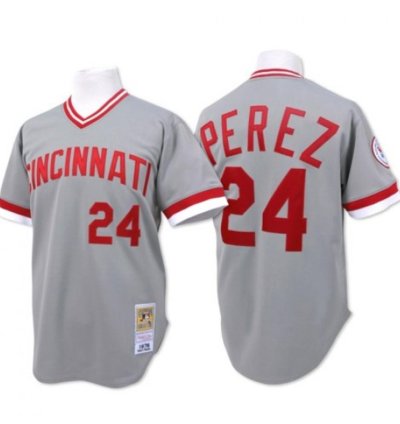 Cincinnati Reds Tony Perez Gray Throwback Pullover Jersey