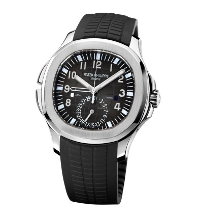 Patek Philippe Aquanaut 5164a Travel Time Black Dial Rubber Strap Steel Discontinued 2019
