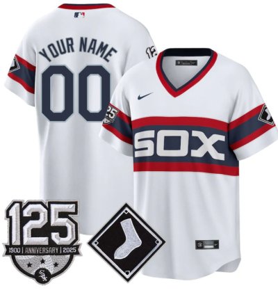 Custom Chicago White Sox Jersey Name Number 125th Anniversary Stitched White 1983