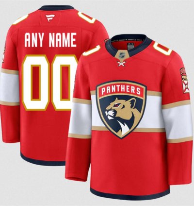 Mens Custom Florida Panthers Jersey Name Number 2025 Home Red Stitched