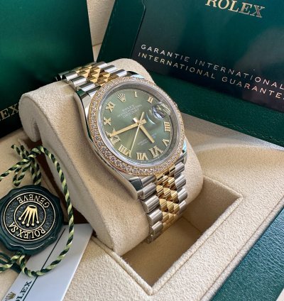 Rolex Datejust 36 New 2024 Green Roman Diamond Bezel Dial Jubilee Bracelet Two Tone Yellow
