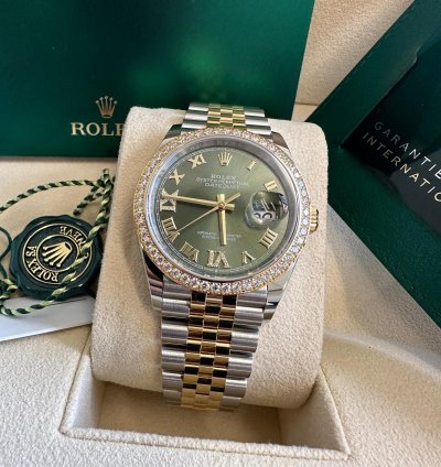 Rolex Datejust 36 New 2024 Green Roman Diamond Bezel Dial Jubilee Bracelet Two Tone Yellow