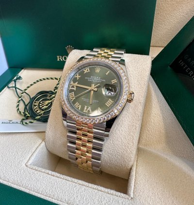 Rolex Datejust 36 New 2024 Green Roman Diamond Bezel Dial Jubilee Bracelet Two Tone Yellow