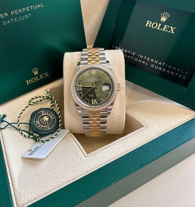 Rolex Datejust 36 New 2024 Green Roman Diamond Bezel Dial Jubilee Bracelet Two Tone Yellow