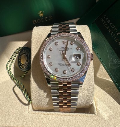 Rolex Datejust 36 New 2024 Mother Of Pearl Diamond Dial Diamond Bezel Tt Rose Gold Jubilee